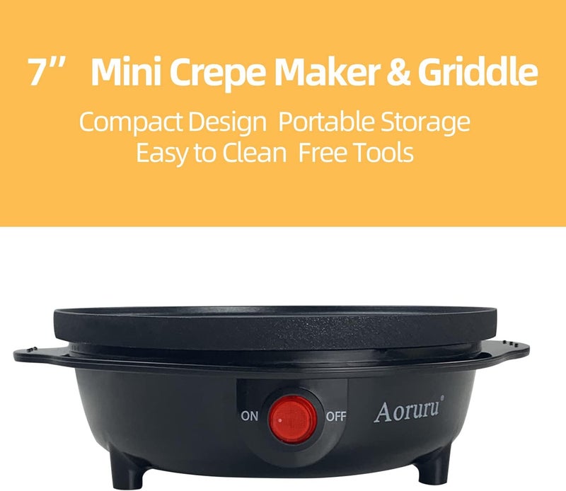 Aoruru 7”Crepe Maker Electric Pancake Pan - Image 2